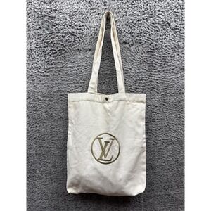Louis Vuitton Logo Cruise 2025 Barcelona Embroidered Canvas Tote Bag Off-White